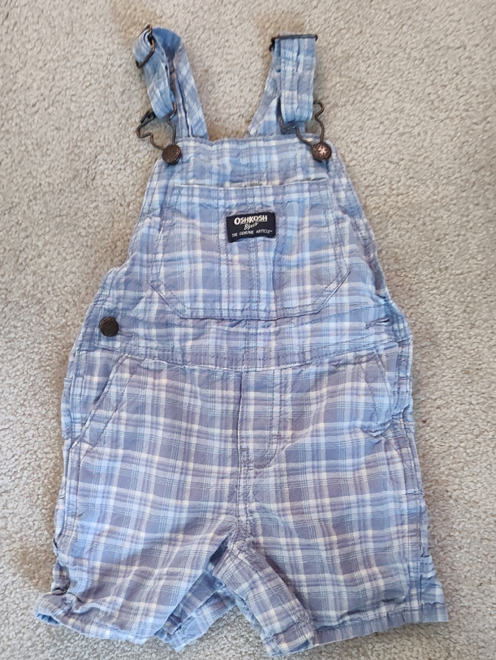 OshKosh B'gosh Blue Plaid Shortall Overalls